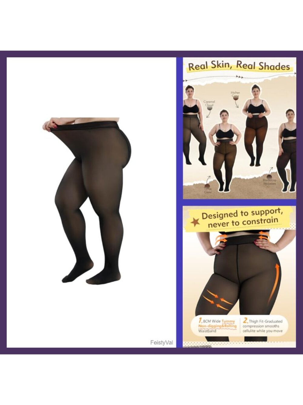Fleece Lined Tights Plus Size Thermal Warm Skin Tone Sheer Winter Leggings